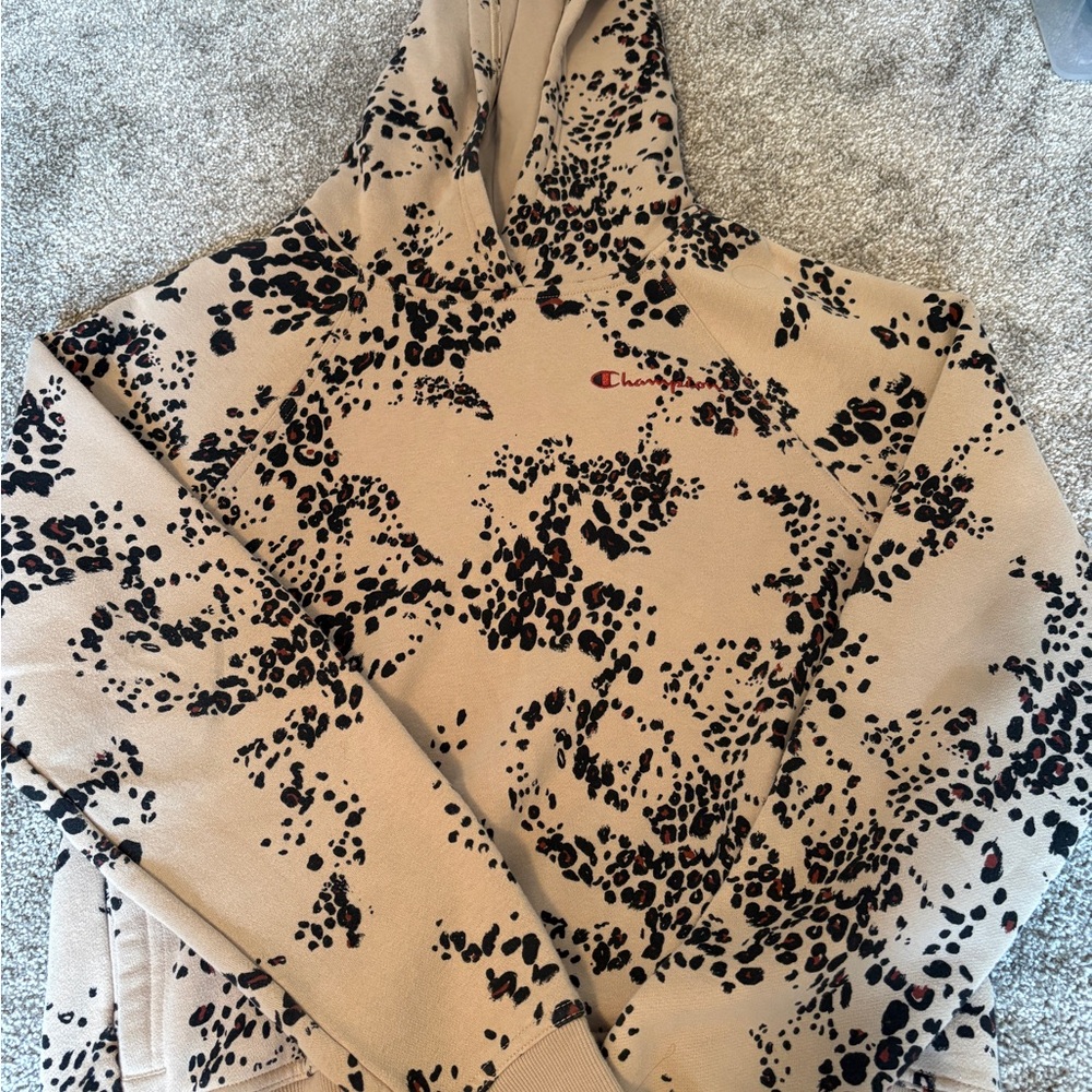 Champion Beige and Black Animal Print Hoodie